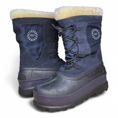 Kids Ugg Bobbey Leather Water-resistant Wool Lined Winter Boots , Blue