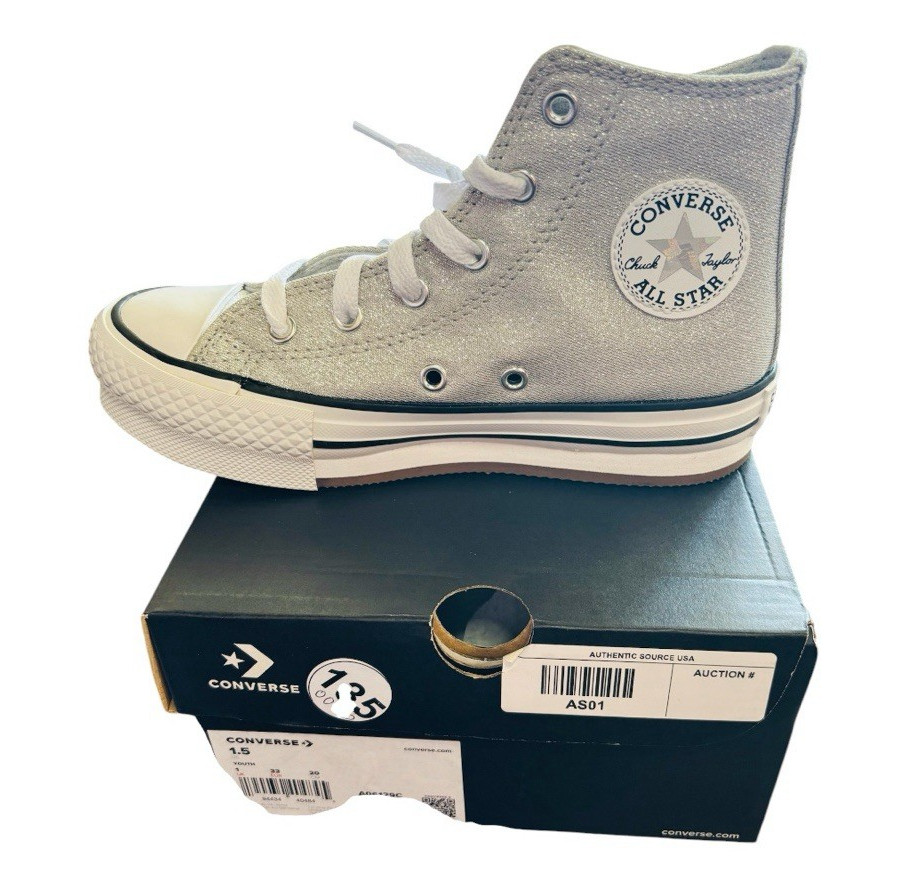 Converse Chuck Taylor All Star Silver Canvas High Top Kids 1.5 A06129C