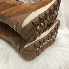 Sorel Tan Leather Fur Boots Size 4