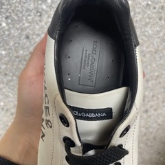 Dolce & Gabbana kids White Black Logo Lace Up Casual Sneakers Size 32
