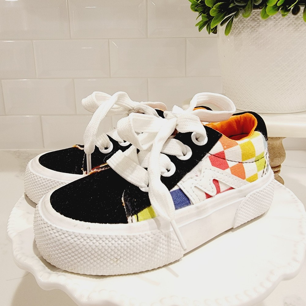 Kids MUDD POPPY Checkered Multicolored Lace Up Sneakers Size 6