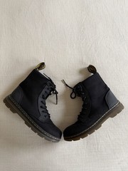 Dr Martins Black Junior’s Combs Lug Sole Boot Canvas / Leather YOUTH Size 3 US