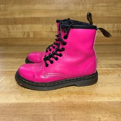 Dr. Martens 1460 J Kids Hot Pink Patent Leather Combat Boots Size 11 US 10 UK