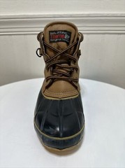 Trail’s End Thermolite Brown Navy Duck Boots Steel Shank Flannel Lined Youth Sz3