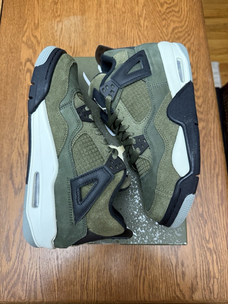 Air Jordan 4 Olive Craft Retro SE Sneaker Green, Size 6.5Y