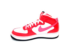 Nike Air Force 1 Mid GS White/Dynamic Pink-Hyper Red-Dark Obsidian 518218-101