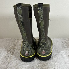 Bogs Youth 11 Waterproof Rain Boots Snake Camo Green Pull On Handles Kids