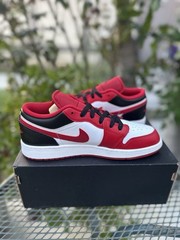 Nike Air Jordan 1 Low Reverse Black Toe Chicago Bulls Red Sneakers 553560-163 GS