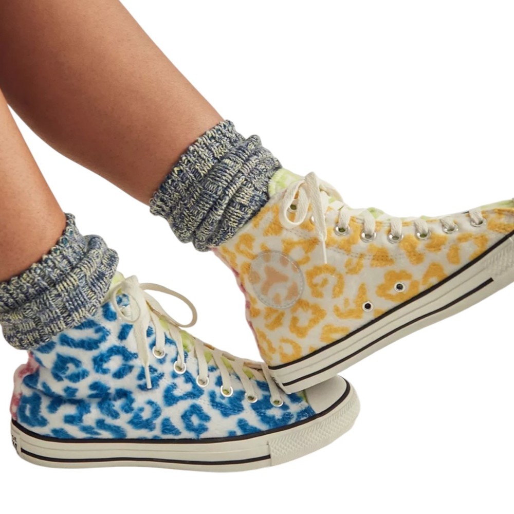 Converse All Star Wild High Top Animal Print Sneakers Shoes Rainbow Youth 5.5