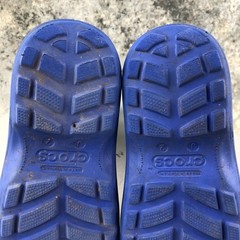 Crocs Kids Size J2 Handle It Blue Easy On Lightweight Pull On Rubber Rain Boots