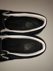 Worn Vans Checkerboard Classic Slip-On Skateboard Shoes 6.5 Rainbow Sidewall