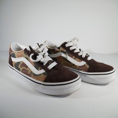 Vans Old School Sz 1.5 Kids Camouflage Shoes Brown/White Skate Sneakers