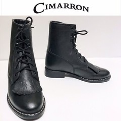 Youth Cimarron Leather Western & English Lace Up Riding Boots. Black, size 12.5