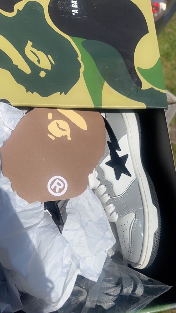 BAPE – Gray & White Sk8 Sta #2 Sneakers 6