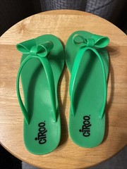 Circo Green Flip Flops With A Bow For Girls Size 12-13 circa 2005
