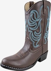 Smoky Mountain Cowboy Cowgirl 1625C Youth Monterey Brown Leather Turquoise 13.5