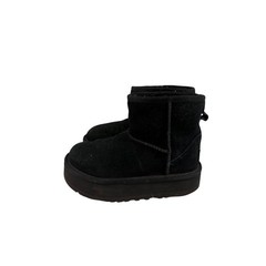 UGG Classic Ultra Mini Platform Black Suede Kids Boots 1143700K Size 13