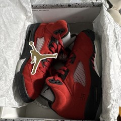 Jordan Air Jordan 5 Unisex Kids 6Y Red/Black Suede Mid Top Sneaker with box