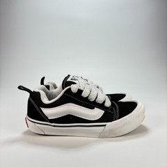 Vans Knu Skool Black True White Canvas Low Top Skate Shoes 721356 Youth Size 1
