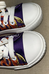 Foco Clemson University Tigers Purple Orange Lace Up Canvas Sneakers Youth 11-12