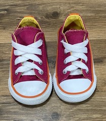 Converse Chuck Taylor All Star Double Tongue Raspberry Orange Boys Girls 4 EUC