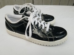 Vintage Lower East Side Black & White Vinyl Shoes, Youth Size 11