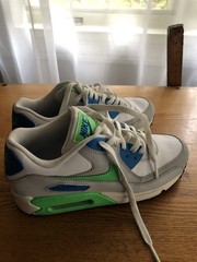 Nike Air Max 1 white blue Green Youth Boys GirlS Size 5.5 Youth unisex 2013