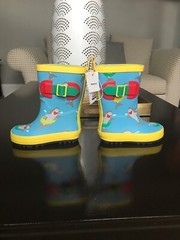 Sun Squad- Boys/Girls Rain Boots Shark Blue Small (5-6)