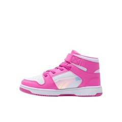 PUMA Rebound Layup Iridescent Pink Lace Up Toddler Girls Pink, White Sneakers C