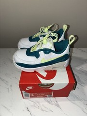 nike air max 90 white teal volt low top unisex kids sneakers size 8c CV0065-124