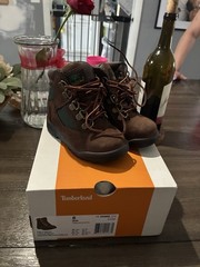 timberland field boot medium brown green nubuck kids size 8 tb 044892 214