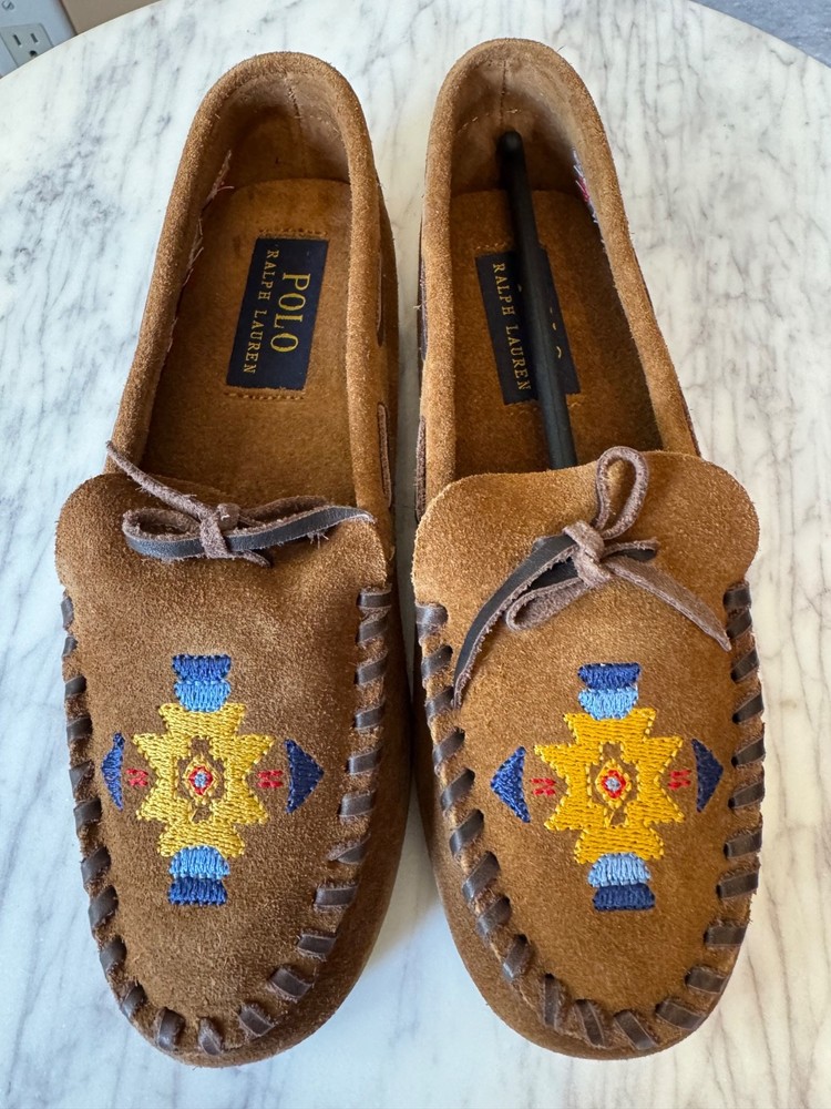 Ralph Lauren Polo Childs Moccasin – Size 2.5 Leather with Embroidery