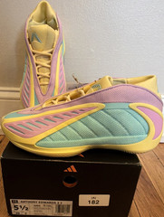 adidas Anthony Edwards 2.3 Unisex Kids 5.5 Basketball Sneaker Yellow Pink Blue