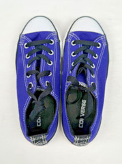 Converse All Star Junior Size 1 Double Tongue 647729F Purple Low Top EUC