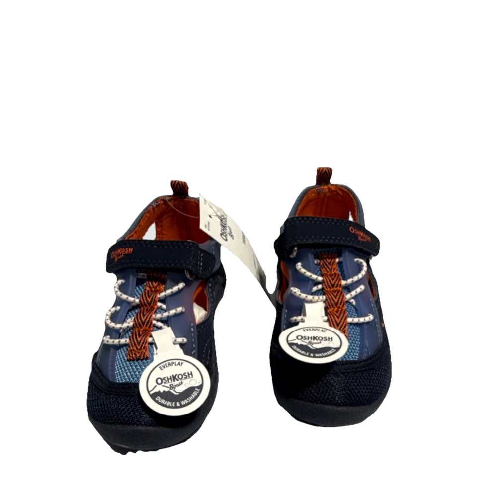 OshKosh B’gosh Topaz Navy Orange Unisex Kids Fisherman Shoe US 6 Hook & Loop