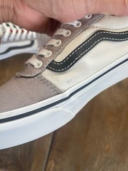 Vans Old Skool Color Block Gray Black White Red Tongue Lace Sneaker Youth Sz 1