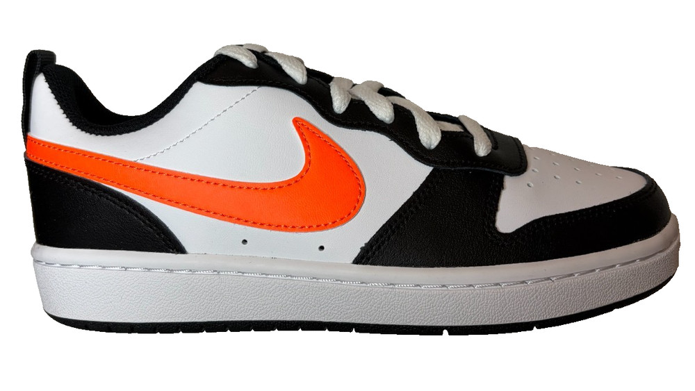 Nike Court Borough Low 2 GS White Total Orange Black BQ5448-115 Size 5Y New
