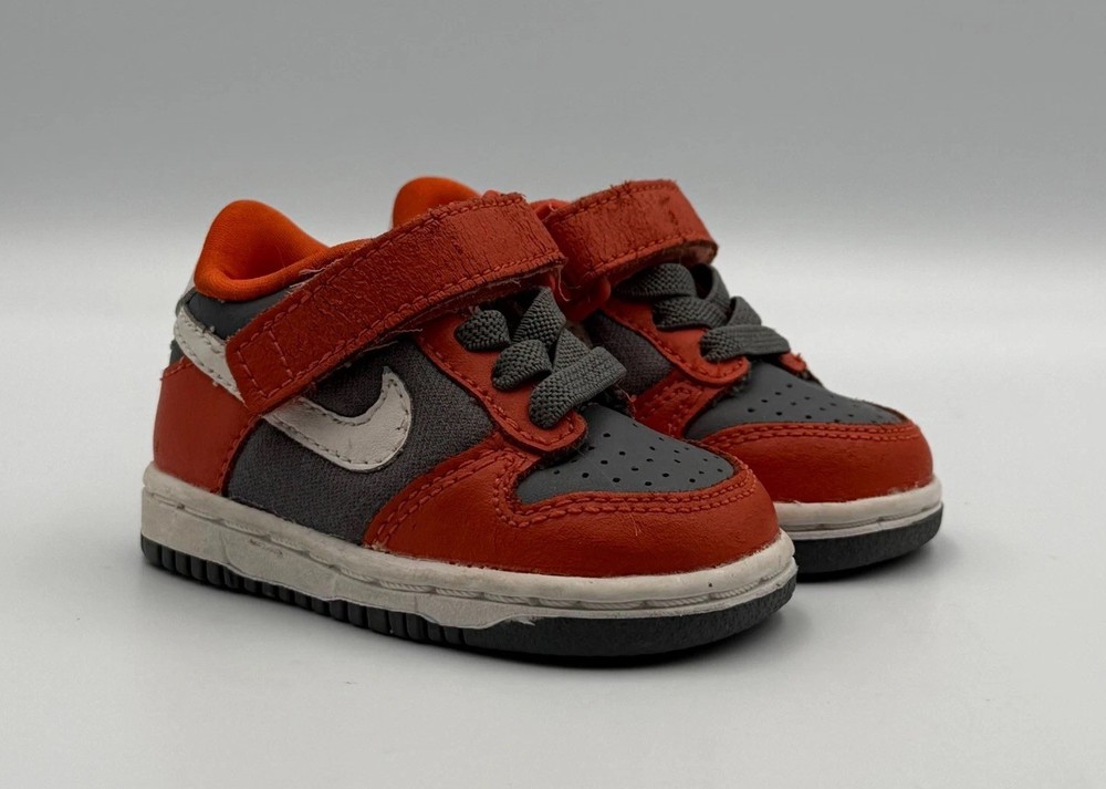 Nike Dunk Low Cement Grey Team Orange TD 311535-016 Baby Toddler Sneaker Size 3C