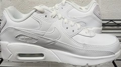 Big Kid’s Nike Air Max 90 LTR White/White-Metallic Silver (GS) (CD6864 100) –