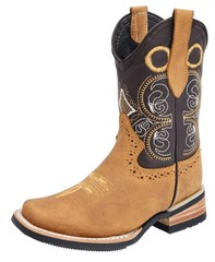 Boy’s Miel Brown Square Toe Leather Rodeo Boots Rubber Sole Handmade