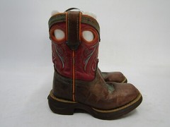Durango Youth Sz 9 M Pink Brown Leather Buckaroo Cowboy Western Boots
