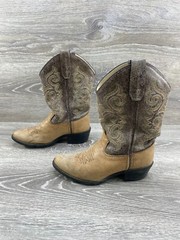 Old West VJ9111 Child Size 13.5 D Brown Round Toe Ropers Cowboy Boots