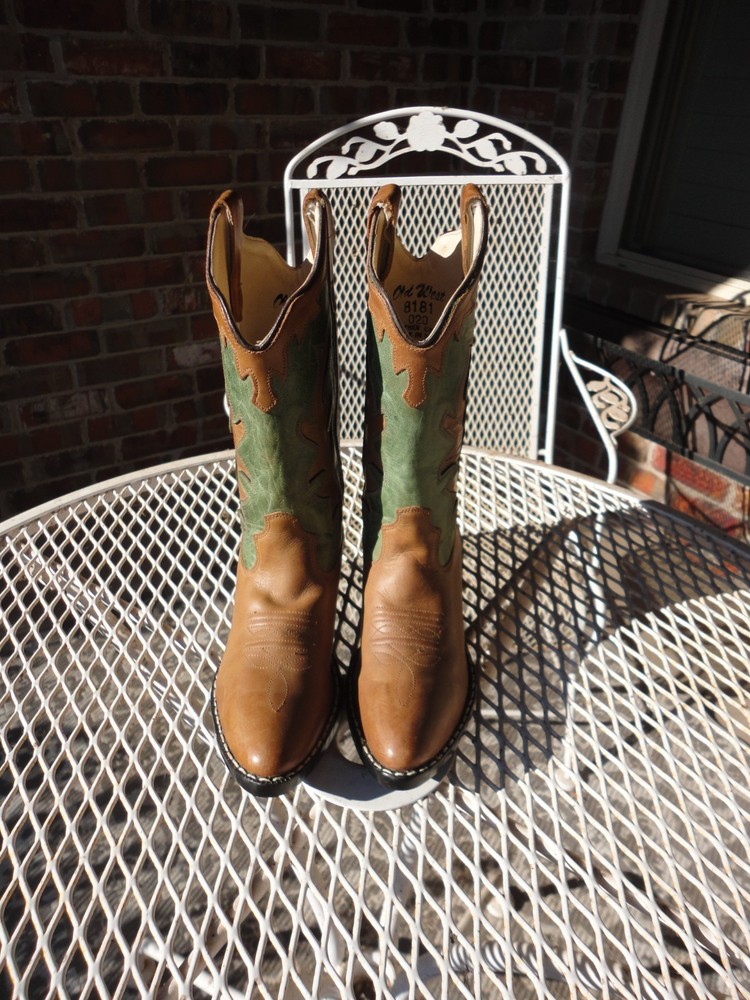 OLD WEST Kid’s Brown & Turquoise Western Boots Size 4.5