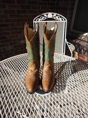 OLD WEST Kid’s Brown & Turquoise Western Boots Size 4.5