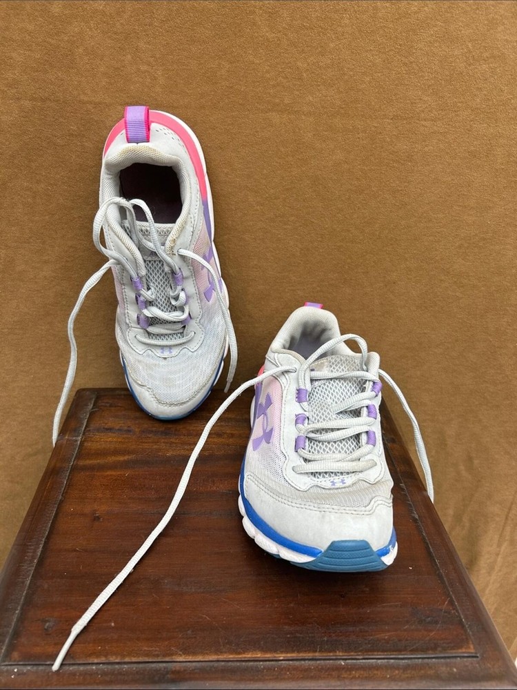 Under Armour Kids Sneakers in White with Pink & Purple Details [COPY]