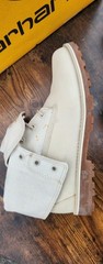 Timberland Kids Leather Fold-Down Ankle Boots Beige Lace-Up US 7 EU 40