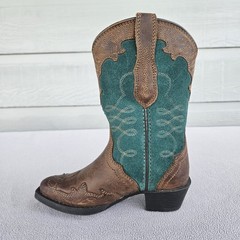 Ariat Zealous Western Pointed Toe Brown Green Leather Boot Toddler SZ 8