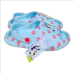 Bluey Bingo Kids Clogs Light Blue Pink Hearts Slip On Sandals Shoes Size 11-12