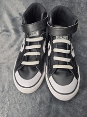 Converse All Star PRO BLAZE STRAP LEATHER Black & White Pre-Owned Size 3