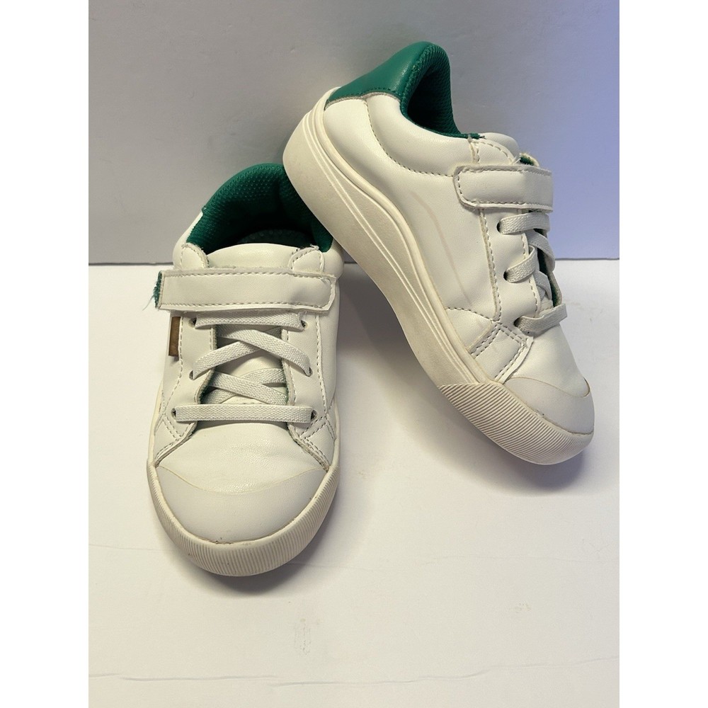 Dr Scholls Kids White Green Low Top Hook and Loop Sneakers Shoes